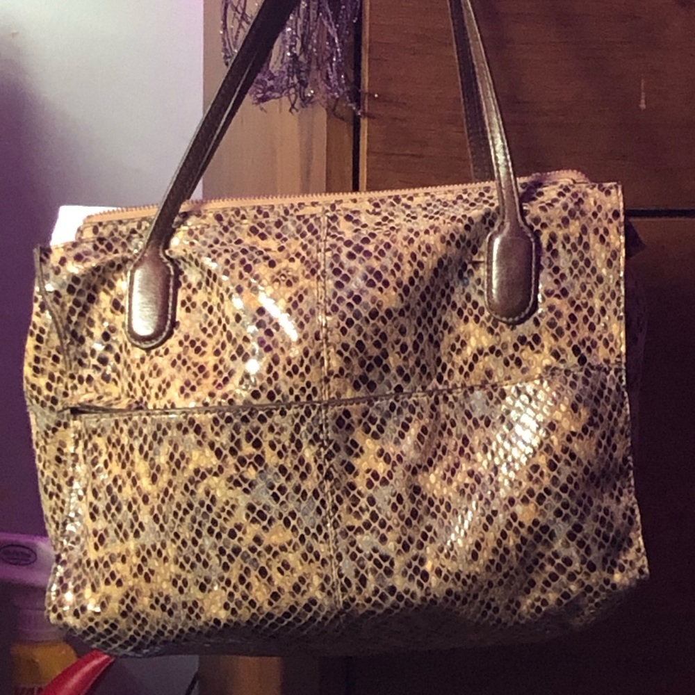 Stylish Brown Snake Print Tote Bag